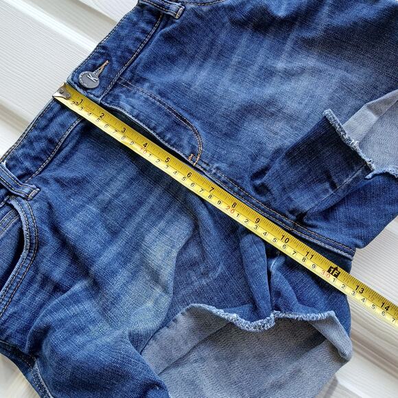 KUT From The Kloth Gidget Fray Shorts size 14 denim cutoffs jorts dark wash blue - Picture 11 of 15